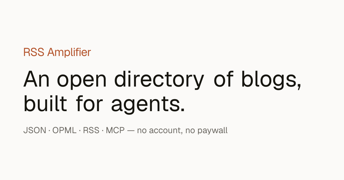 RSS Amplifier — an open directory of blogs, built for agents